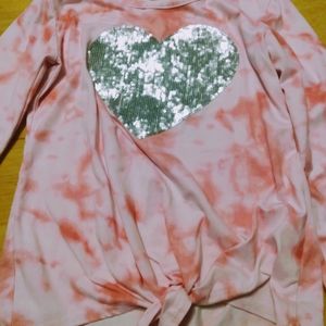 Little girl's size 5 pink sequin heart shirt